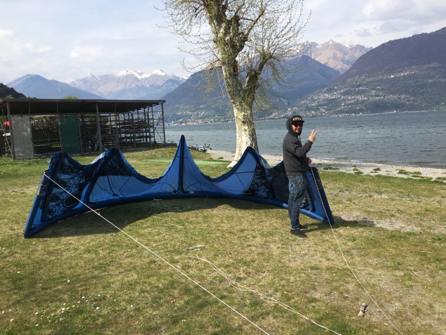 primo lift globe kiter Colico - servizio assistenza kiteboarding al lago di Como